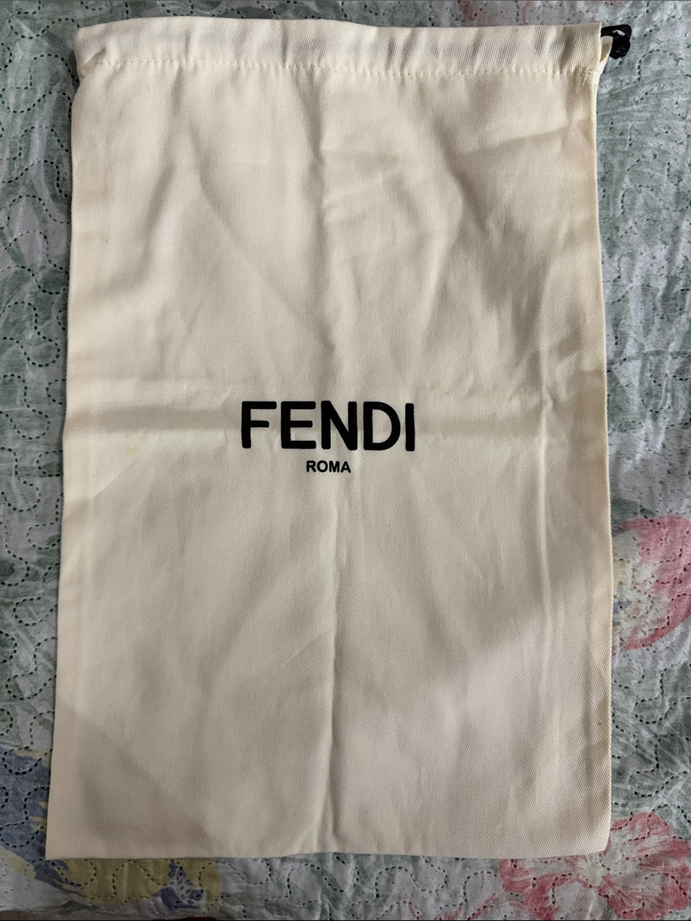 Fendi Cream Drawstring Dust Bag with Black Logo
